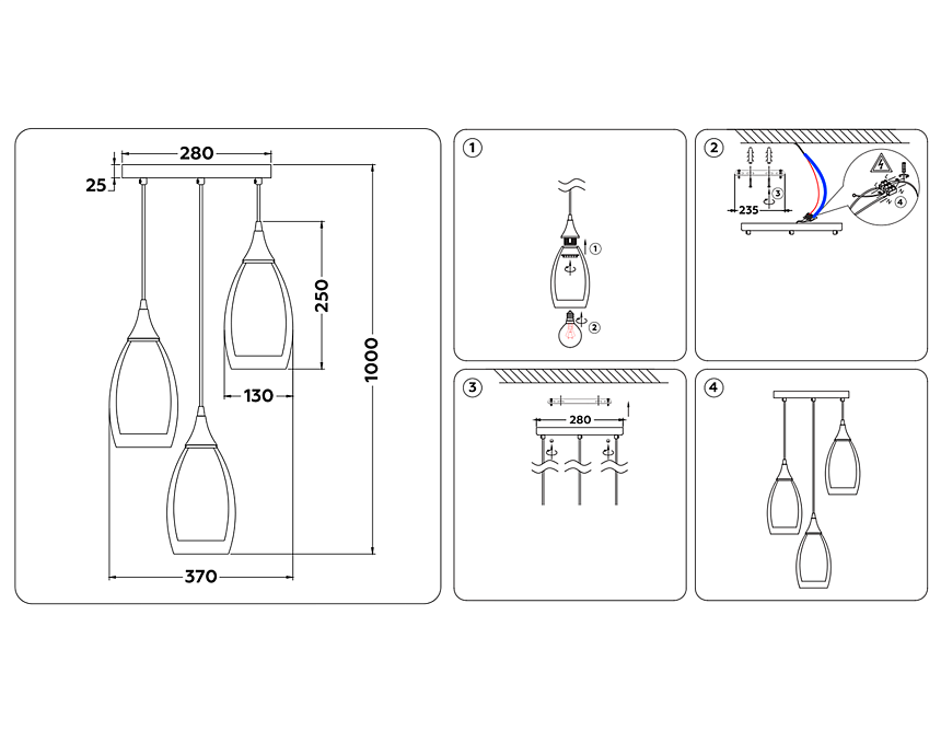 TR3548/3 CH/CL хром/прозрачный E14 max 40W 370*130*1000